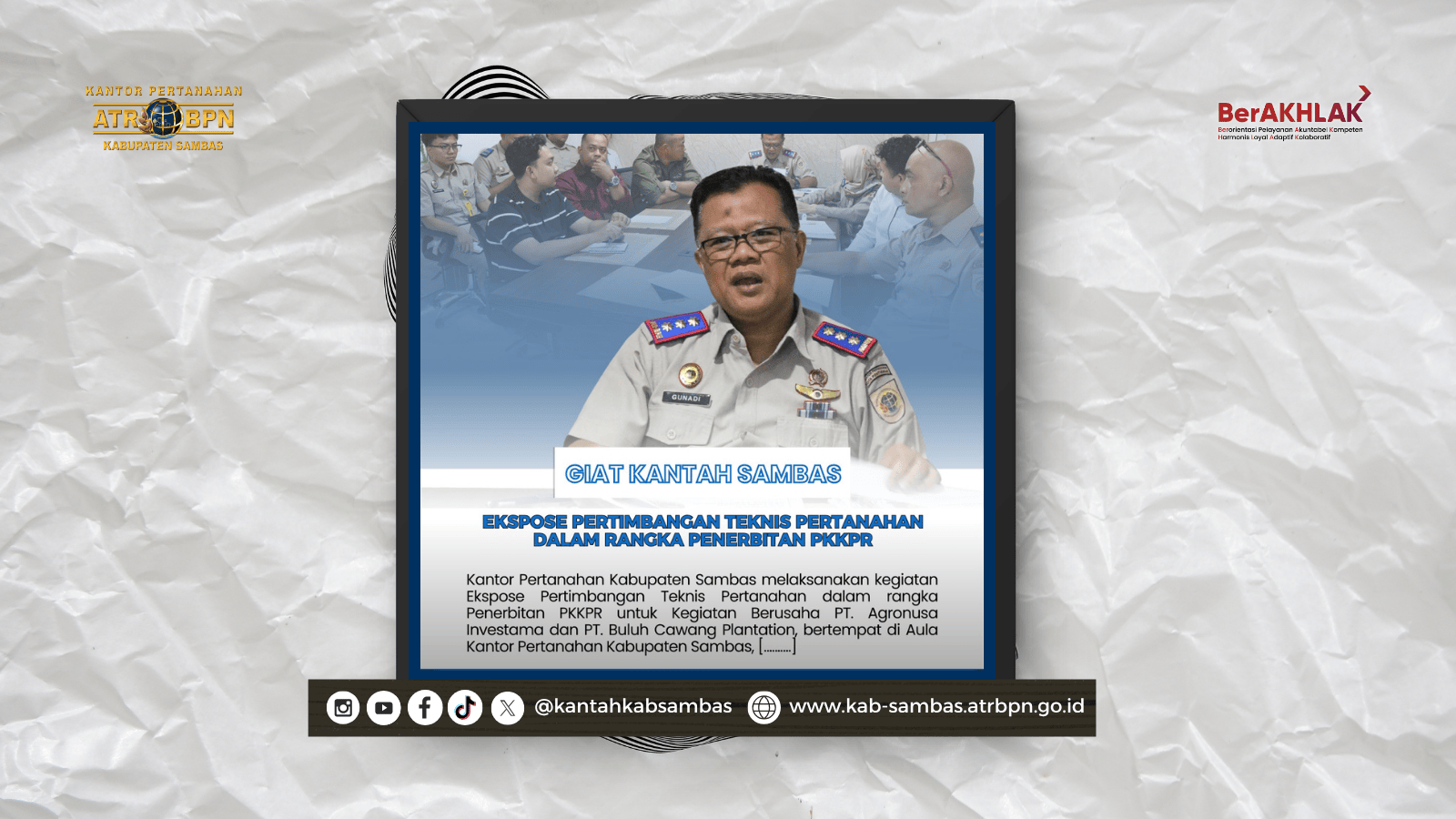 Ekspos Pertimbangan Teknis Pertanahan Dalam Rangka Penerbitan PKKPR PT.BCP