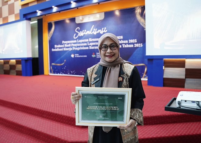 Kanwil BPN Kalbar Raih Penghargaan Mitra Penyelesaian Sertipikasi BMN Tahun 2025